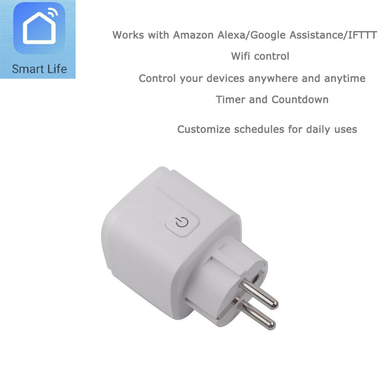 RCmall colokan pintar Wifi, aplikasi Tuya kehidupan cerdas, bekerja dengan Alexa Google Assistant IFTTT untuk kontrol suara Mini pengatur waktu saklar cerdas