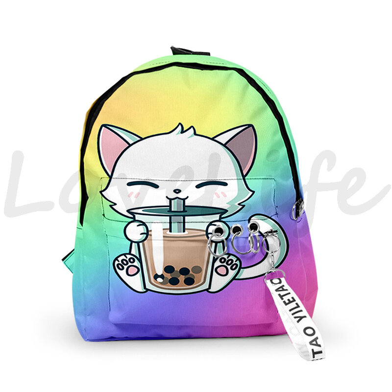 New Animals Boba Tea Backpack for Girls Boys Students Anime School Bag Kids Bookbag Keychain Travel Backpacks Notebook Rucksack
