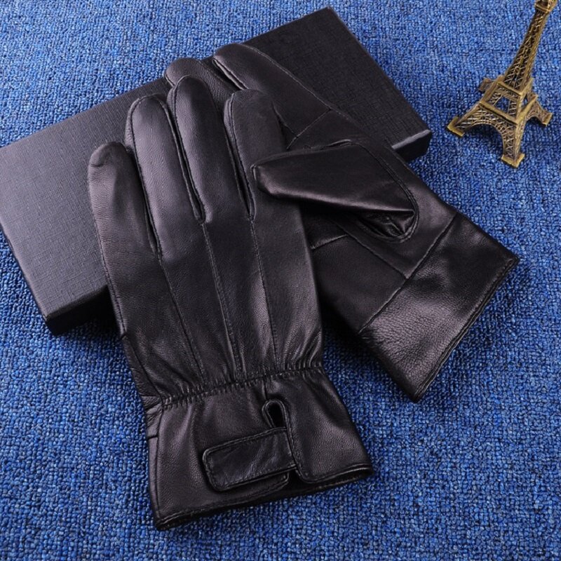 Rękawiczki męskie zimowe skórzane czarne rękawiczki guziki ciepłe rękawiczki dla mężczyzn luksusowa skóra PU jazdy rękawiczki akcesoria 2023