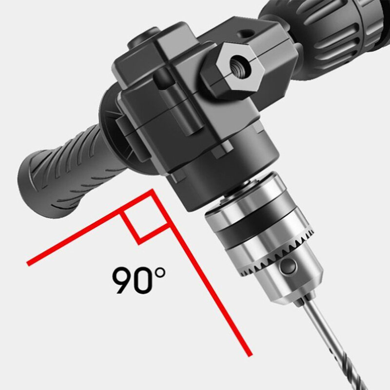90° Corner Device Three-Jaw Chuck Electric Impact Drill Adapter Drill Bend Extension Converter Power Tool Accessories