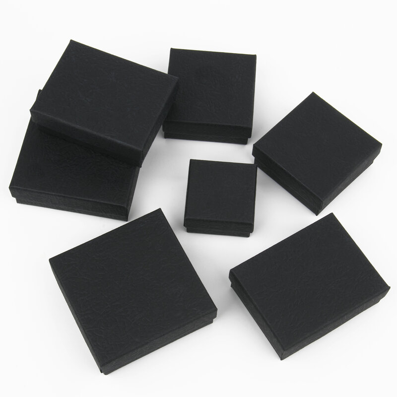 Black Paper Handmade Kraft Box, Embalagem De Jóias, Presentes De Casamento, Pulseira, Colar, Anel, Brinco, Acessórios, 1Pc