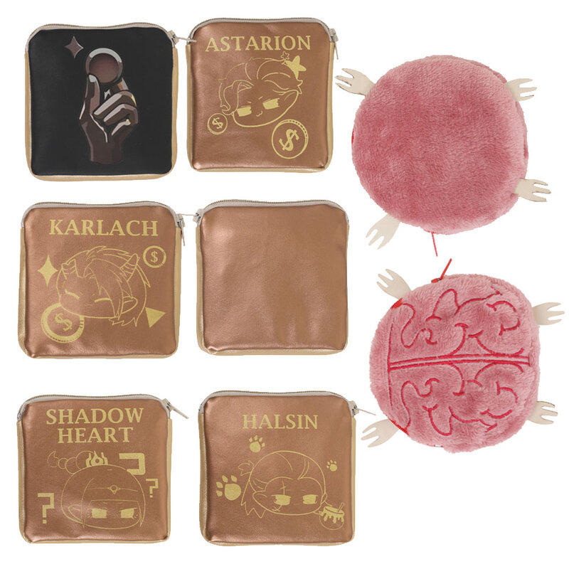 Mini porte-monnaie cosplay Karlach Halsin, porte-monnaie imprimé en cuir PU, sac à monnaie en peluche, accessoires cadeaux