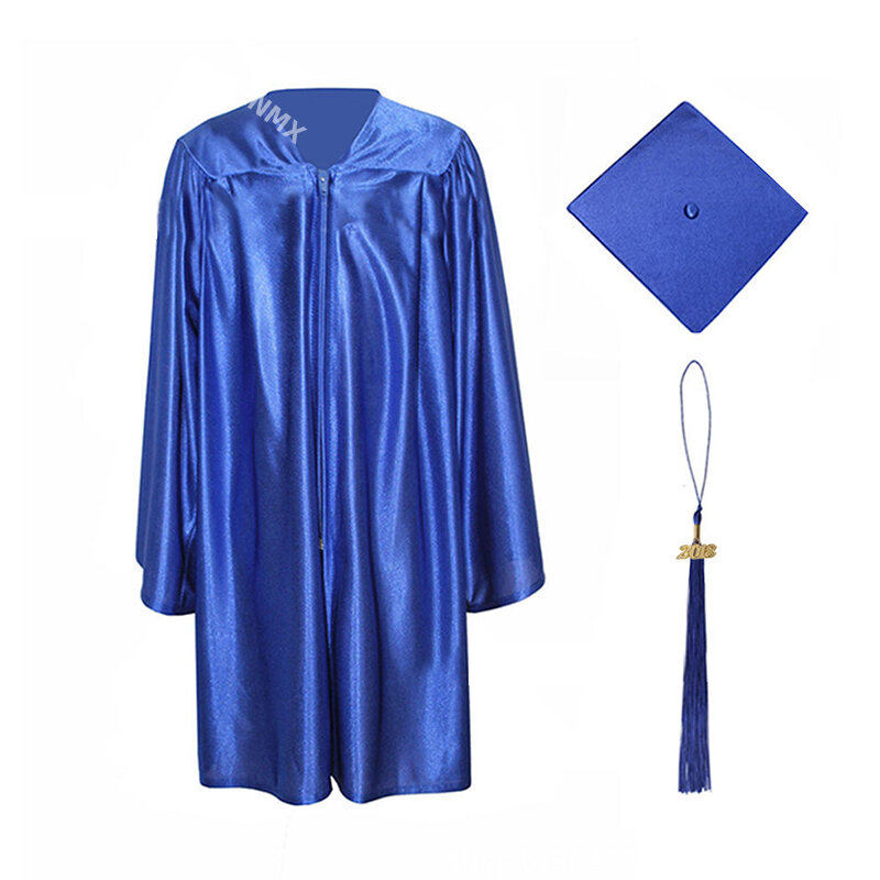 91-138cm Children Graduation Costume Kindergarten Bachelor Gown Academinc Uniform Boy Gilr Photography Performance Robe Hat Set