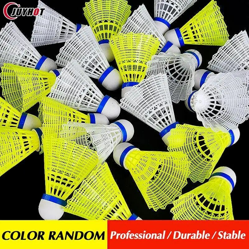 Bola plástica durável portátil do badminton, Amarelo e branco, Bola de nylon do estudante, Uso do treinamento ao ar livre, 1PC
