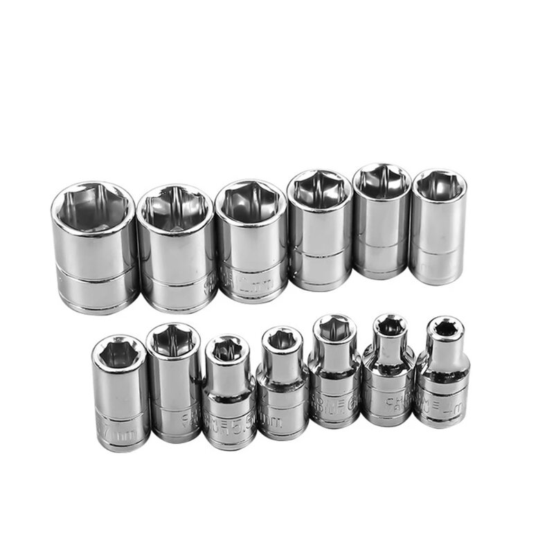 1pc Hex Socket 1/4 Socket Wrench Head Sleeve Hand Tools Auto Repair Removal Tool 4-14mm Impact Socket Conversion Adapter Tool