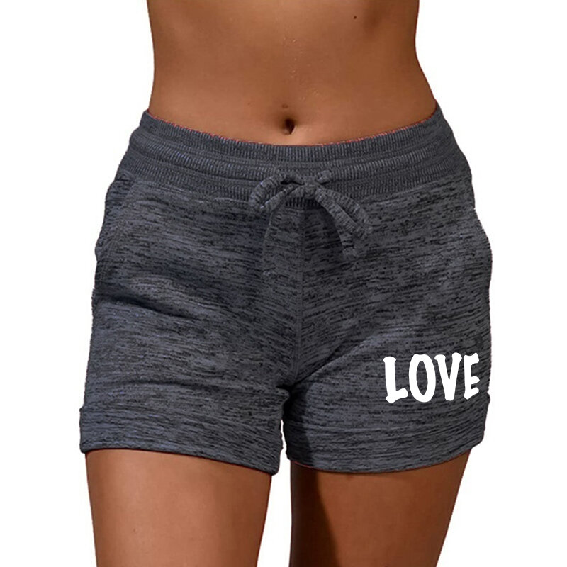 Spodenki fitness moda sportowa spodnie do jogi Stretch obcisłe damskie drukowanie seksowne spodnie miłość w pasie krótkie Plus rozmiar seksowne spodnie