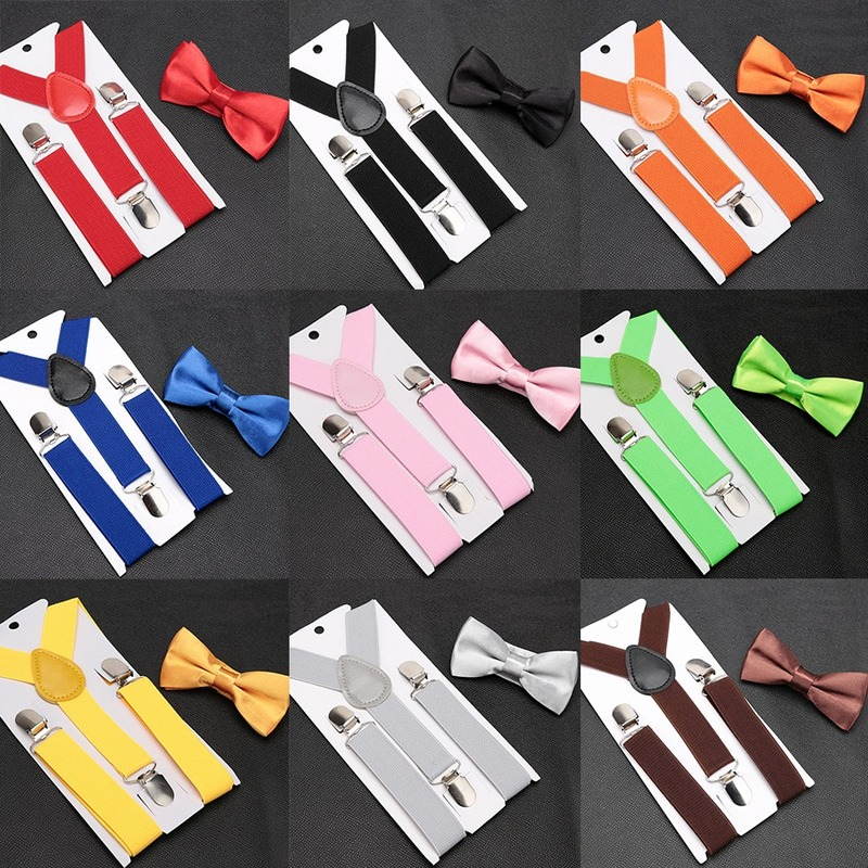Детские подтяжки, комплект с галстуком-бабочкой, регулируемые подтяжки в стиле ретро для мальчиков и девочек, детские подтяжки, зажимы для брюк, свадебные аксессуары для галстуков
