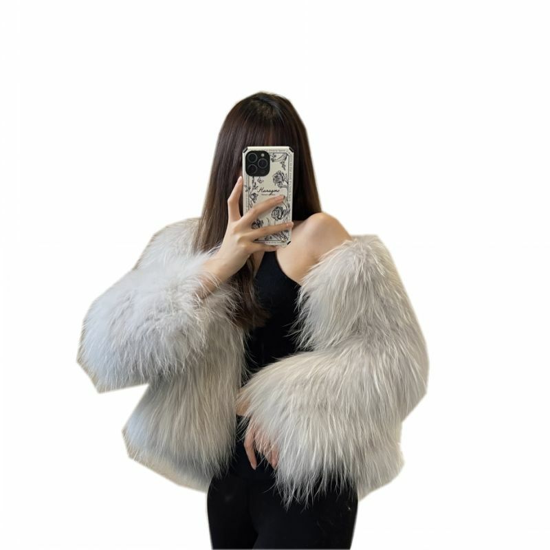 Autumn Winter V-neck Cardigan Short Fur Coat Fashion Thick Warm Long Sleeve Faux Fox Fur Coat Streetwear Women Clothing F31