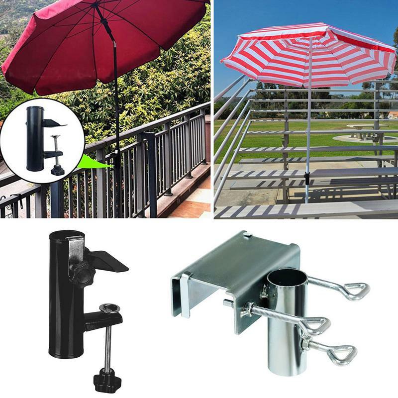 Soporte de sombrilla de hierro para mesa, abrazadera de Metal resistente para playa, patio, balcón y cubierta