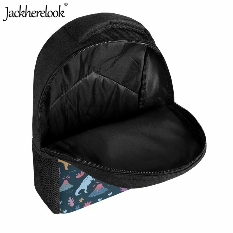 Jackherelook-mochila escolar con patrón de dinosaurio de dibujos animados para niños, mochila de viaje práctica para niños, bolsas de libros informales a la moda