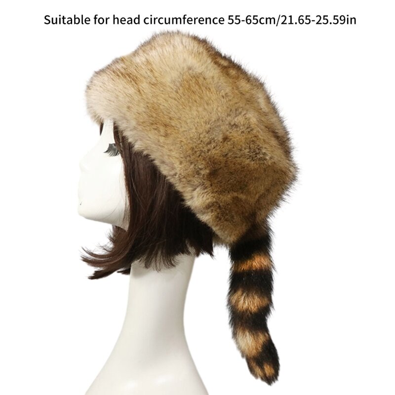 Chapéu superior para adultos ar livre estilo russo chapéu mongol com cauda guaxinim