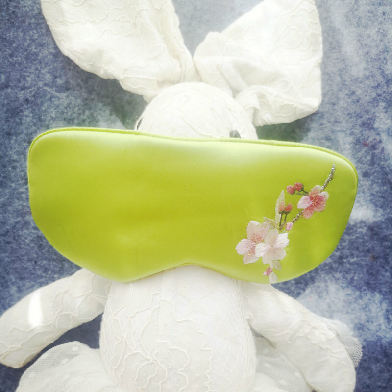 Восточная эстетика маска для сна из зеленого шелка тутового шелкопряда с ручной вышивкой персиковый цвет узор китайские художественные аксессуары