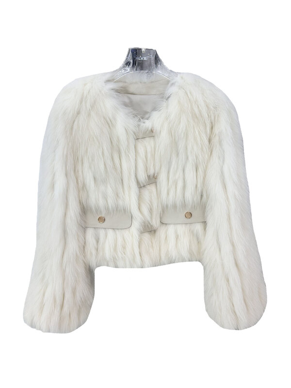 Cappotto di pelliccia girocollo corto versione a vita alta del design monopetto caldo e confortevole 2023 inverno nuovo 1122