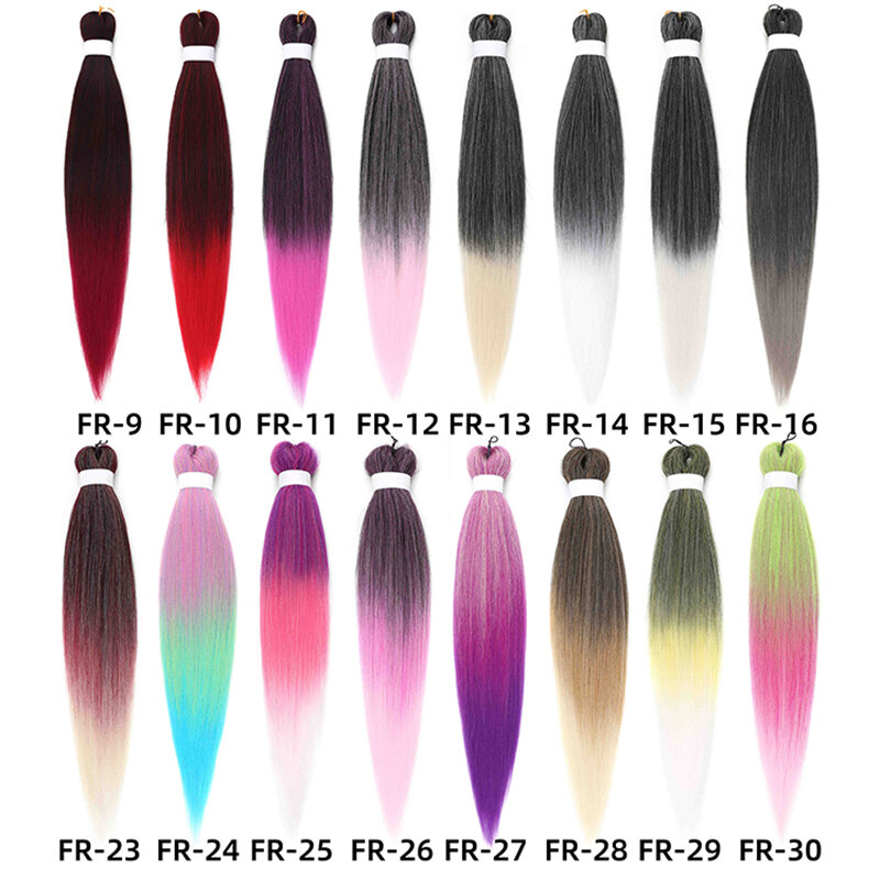 Rambut kepang 26 inci ekstensi rambut sintetis pra-melar untuk Afro Crochet kepang hitam biru merah muda ungu 1 buah