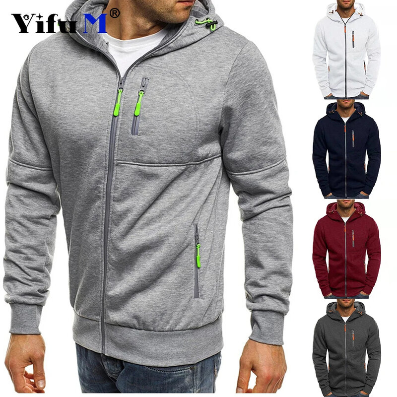 DIY Logo Men's Hoodies Custom Logo Sweatshirts Zipper for Male Hoody Sweatshirt Fleece Cardigan Hooded Jacket Autumn Clothing
