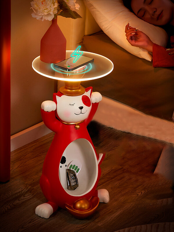 เฟอร์นิเจอร์ห้องนั่งเล่นเครื่องประดับ Fortune Cat ประติมากรรมรูปปั้นด้านข้างโซฟาตารางข้างเตียงตารางเครื่องประดับตกแต่งห้อง