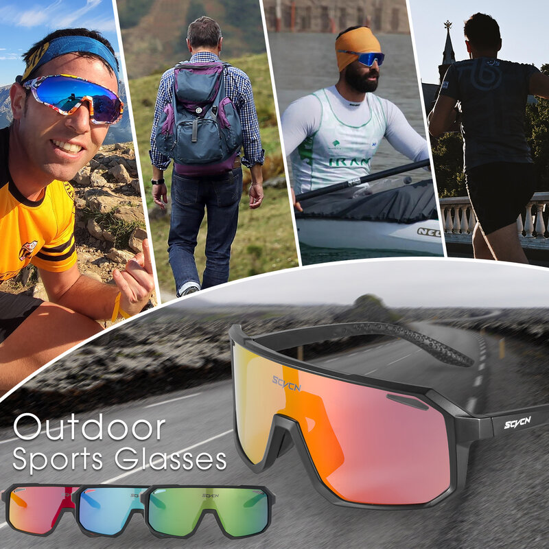 SCVCN-gafas de sol de ciclismo para hombre y mujer, lentes deportivas con protección UV400 para bicicleta de montaña y de exterior, multicolor