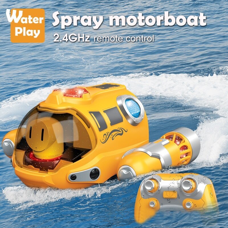 Kid 2.4G Light RC Ship Boat Spray Boat Remote Control Speedboat High-Speed Boat Yacht Racing Swimming Pool Water Electric Toys