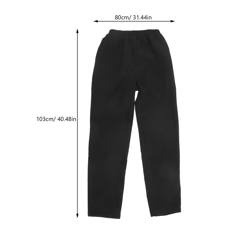 Um par de roupas de trabalho do chef, calças duráveis, material respirável, calças pretas, tamanho S