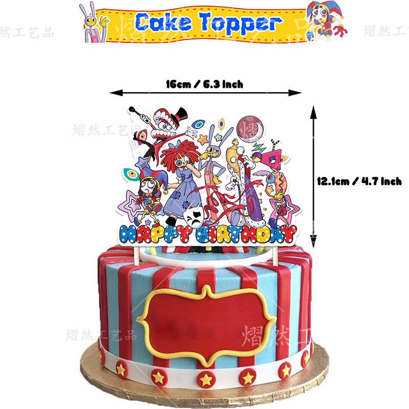Niesamowity cyfrowy materiały urodzinowe cyrkowy balon tło ozdoba na wierzch tortu impreza dekoracja Baby Shower