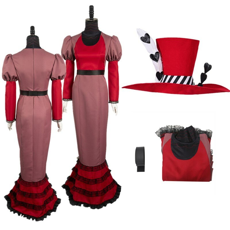 Anime Fantasy Rosie Cosplay Kostüm Erwachsene Frauen Kleid Gürtel Valentino Hut Rollenspiel Outfits Halloween Karneval Party Anzug