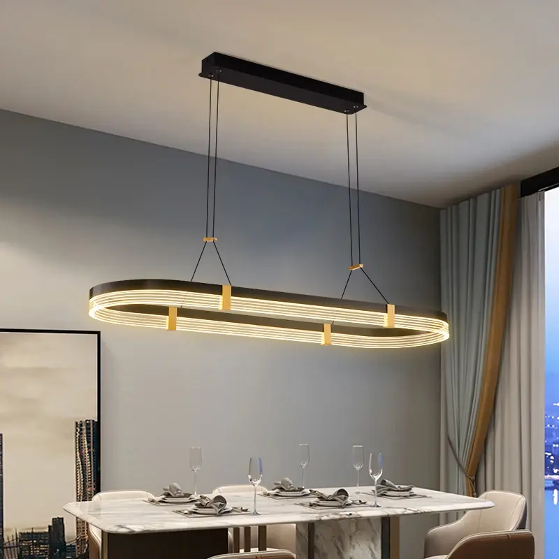 Lámpara de restaurante con personalidad creativa, candelabro largo de mesa de comedor, bar de arte, luz de comedor, cocina minimalista moderna