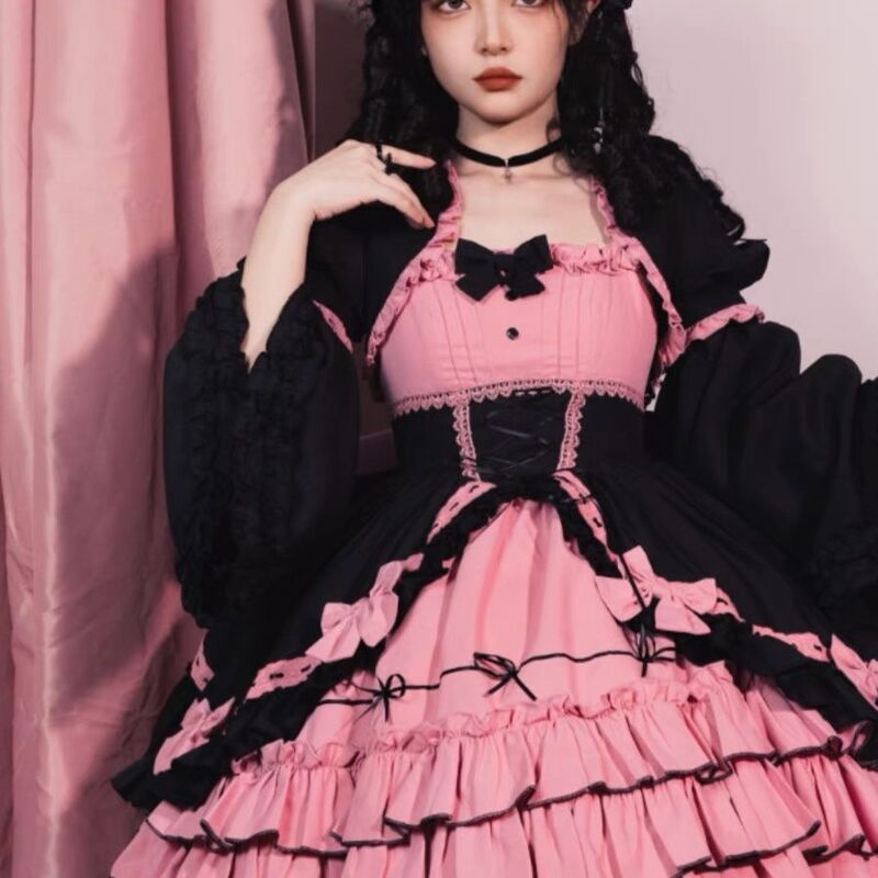 Victorian Vintage Lolita Dress Women Gothic Y2k Puff Short Sleeve Laminated Flounces Mini Dresses Bow Ruffles Princess Vestidos