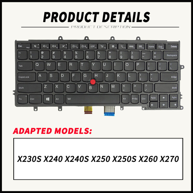 Teclado de notebook para Lenovo ThinkPad X230S, X240, X240S, X250, X250S, X260, X270, diseño de EE. UU. 04Y0900, 04Y0938, 04X017, 04X0213, 04X0177
