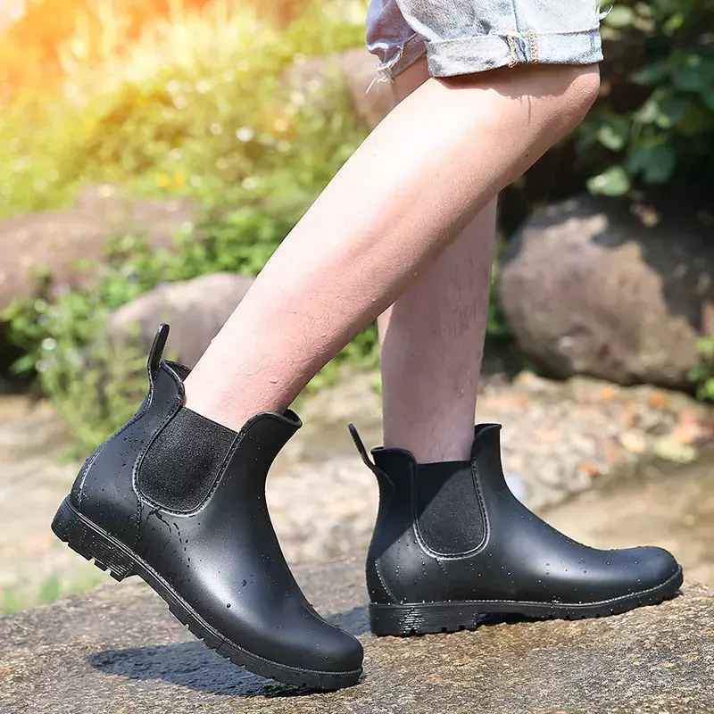 Botas Chelsea impermeables para Mujer, zapatos de lluvia con plataforma, sin cordones, para trabajo al aire libre, 2021