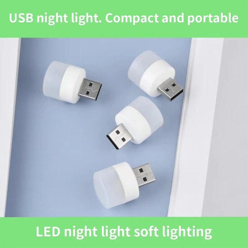 YOUZI luz nocturna LED ABS con enchufe USB, ahorro de energía, súper brillante, Banco de energía, PC, portátil, Notebook