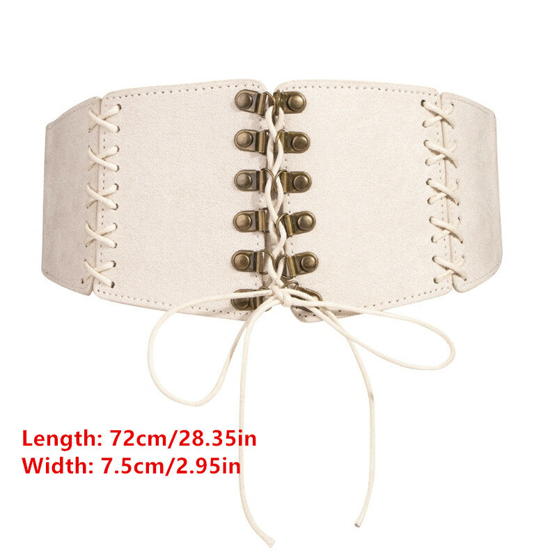 Women Corset SuedeFabric Corset Waist Belt Vintage Medieval Waist Cincher Waspie Belt Lace-up Tied Waspie for Female