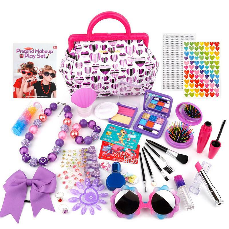 Set Makeup bermain untuk anak perempuan, Set Makeup palsu yang dapat dicuci, mainan kosmetik mainan liburan ulang tahun