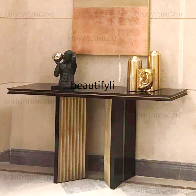 Modern Simple and Light Luxury Desk Stainless Steel Altar Hallway Wall Decorative Table Aisle Entrance Cabinet