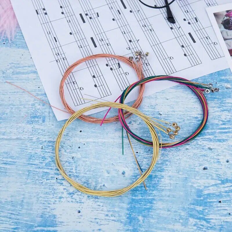 Nieuwe Kleurrijke Folk Gitaar String Vervangende Onderdelen Akoestische Gitaar Koper Core Snaren Kit Muziekinstrument Accessoires 2023