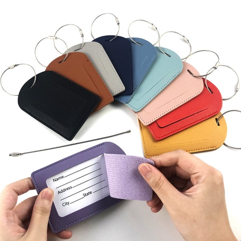 X4FF PU Leather Luggage Tag Travel Bags Label Suitcase Identifier Privacy Protection