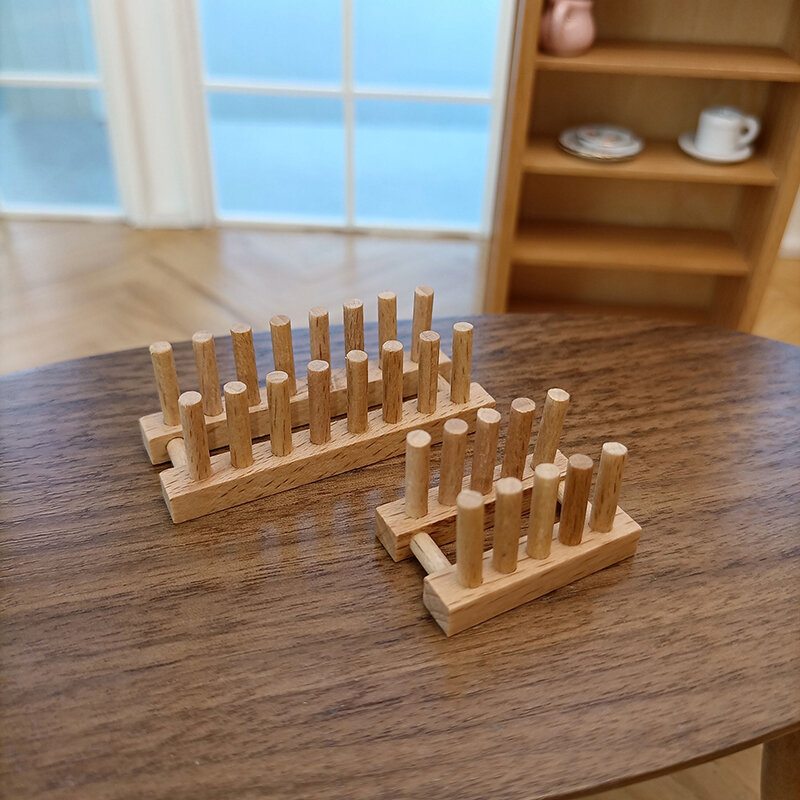 Innovative And Practical 1/6 1/12 Doll House Model Furniture Accessories Mini Wooden Tray Kitchen Drain Rack