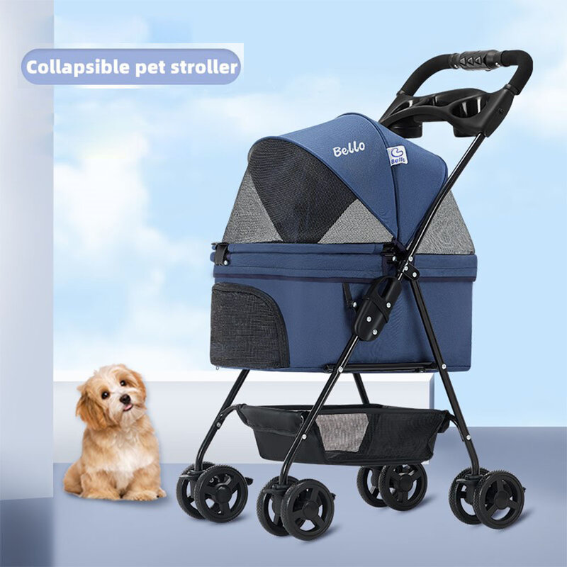 عربة كلب صغير محمول مع إطار نوع قابل للطي ، عربة الحيوانات الأليفة خفيفة الوزن للقط والكلب ، تحمل 12 كجم ، OSM-M02S ، 3 في 1