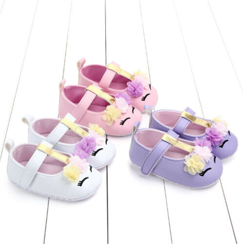 Cute Infant Baby Girl Floral Soft Sole Crib Shoes PU Leather Shoes Soft Sole Crib Shoes Spring Autumn First Walkers