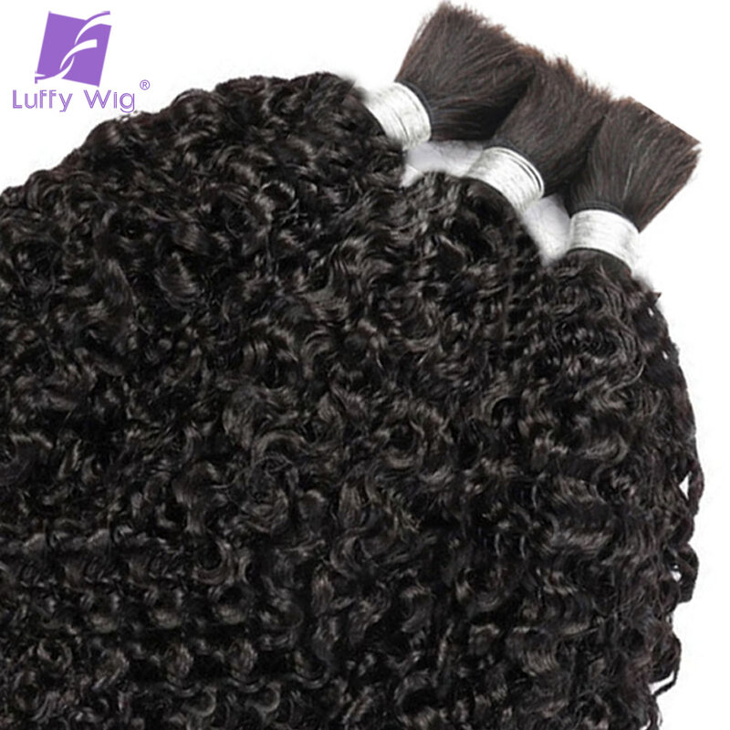 Double Drawn Brazilian Sassy Curly Bulk Hair Tight Curly Human Hair Bulk for Braiding No Weft Braiding Hair Extension for Women