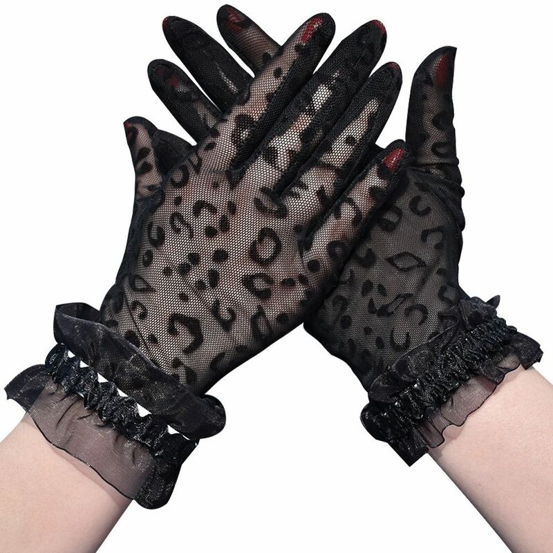 Women Spring Summer Anti UV Driving Gloves Stretch Lace Gloves Touch Screen Mittens