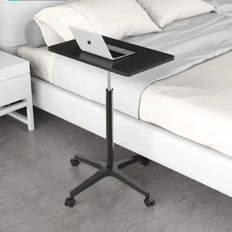 Mesa pequena móvel com polia, mesa ereta ereta do escritório do portátil, mesa de cabeceira do sofá