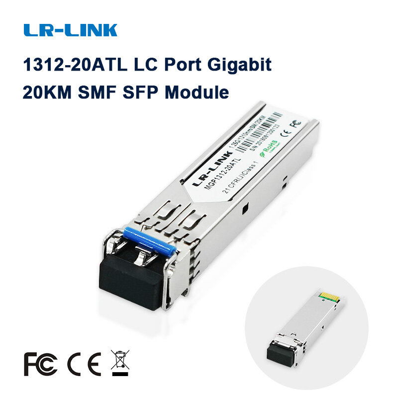 LR-LINK 1312-20ATL LC พอร์ต Gigabit 20KM DDM SMF SFP โมดูล1.25G Optical Transceiver โมดูล1310nm Cisco Huawei Compatible