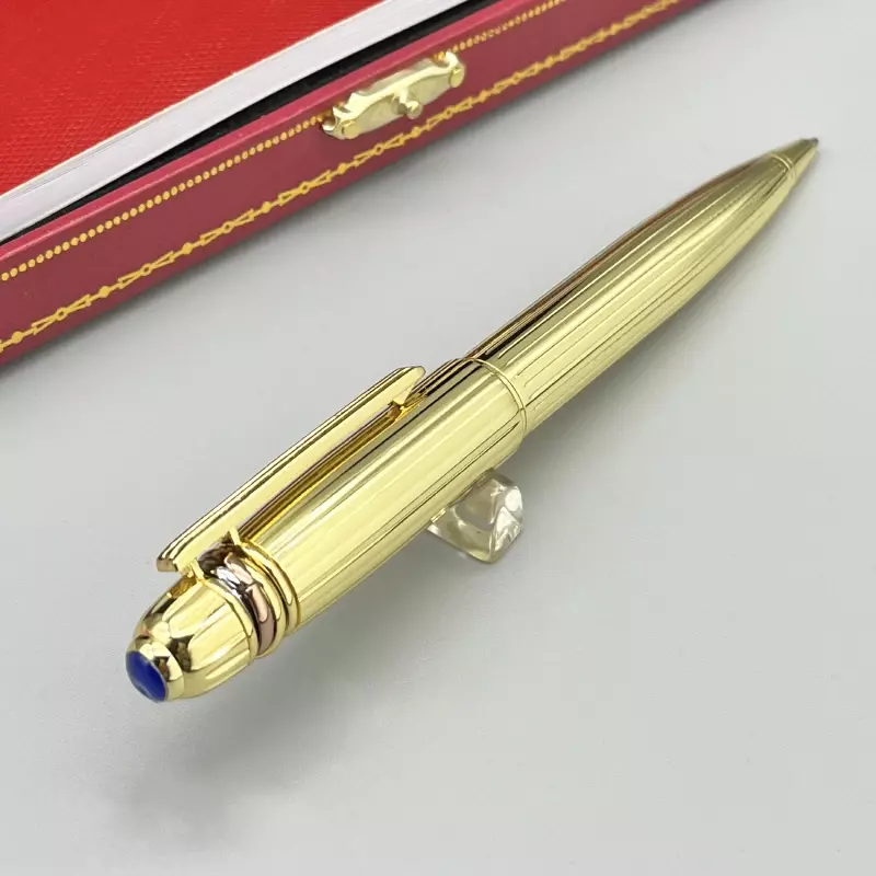 Bolígrafo de firma de Metal clásico TS CT, Bolígrafo de Oro plateado con taladro azul, papelería de escritura cómoda