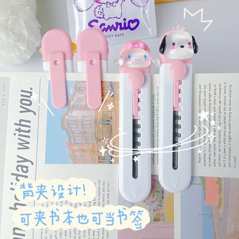 20 sztuk/zestaw Sanrio śliczne Hello Kitty Cartoon nóż introligatorski przenośne ekspresowe rozpakowywanie gilotyna do papieru dzieci ołówek nóż hurtownia