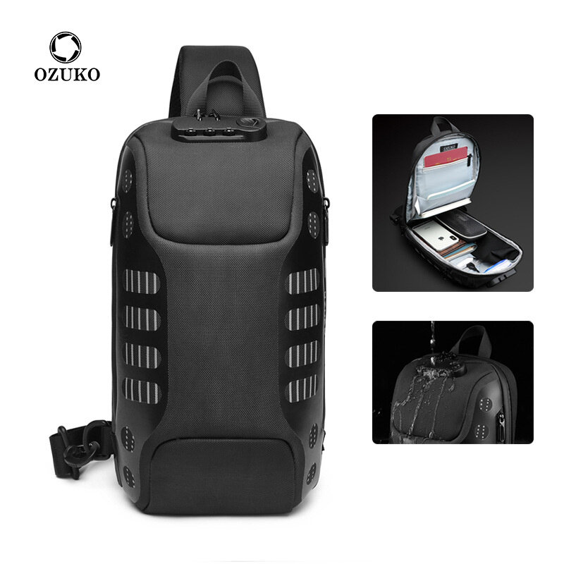 OZUKO-Bolsa tiracolo multifunções para homens, anti-roubo, sacos mensageiro de ombro, masculino, impermeável, pacote de viagem curta, quadril, novo