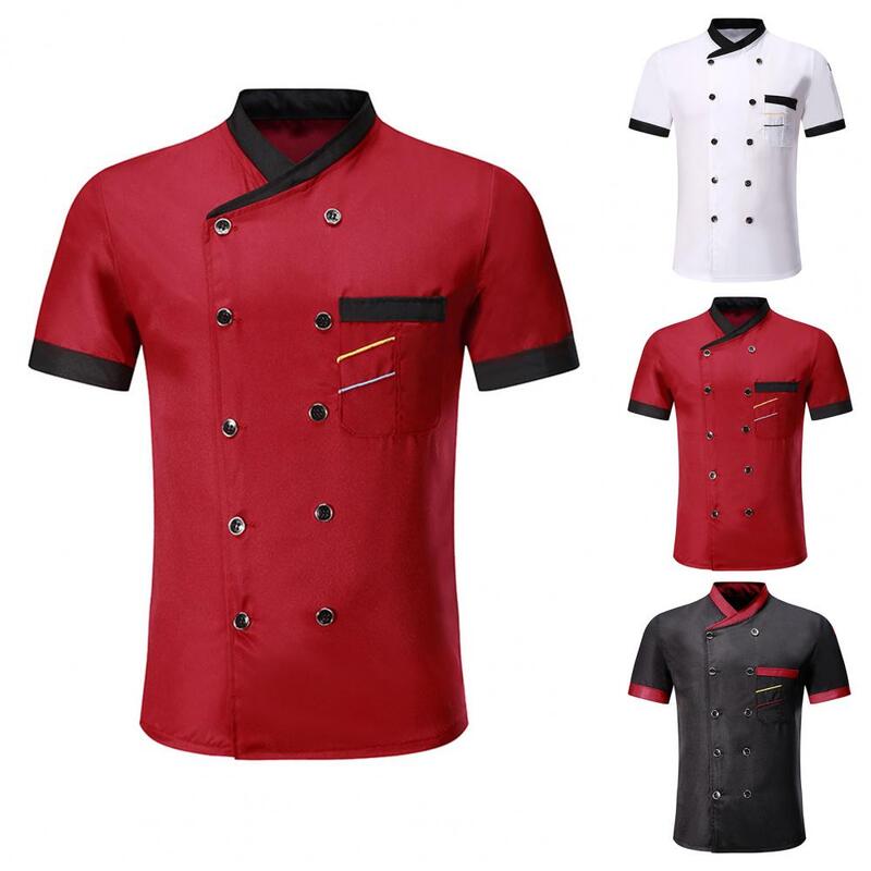 Camisa de Chef súper transpirable, cárdigan, uniforme de cocina, mangas cortas, comedor, ropa de restaurante