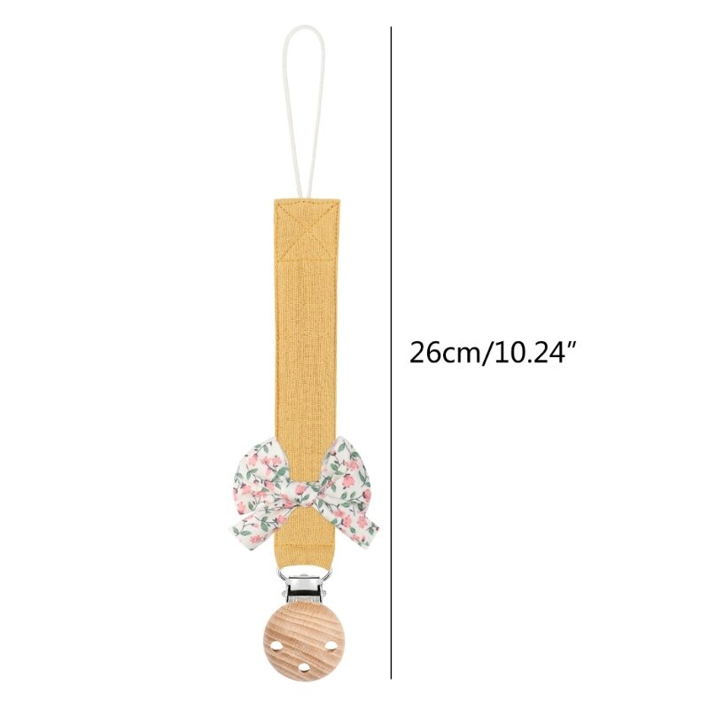 Bowknot Decor Pacifier Clip Chain Strap Hanging Ornament for Newborn Infants