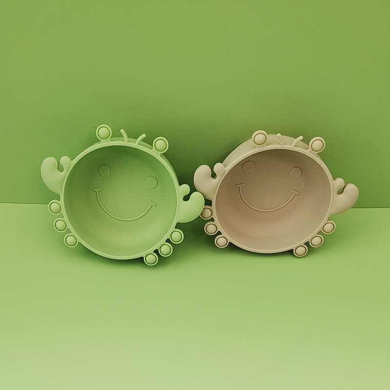 Cute Crab Shape Baby Food Bowl Bebes Silicone Solid Feeding Tableware Kid Non-Slip Design Meal Eating Dishes Children Dinnerwear