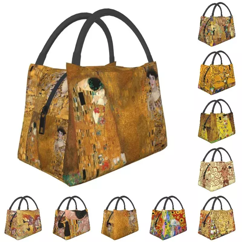 GustAbility Klimt-Sacs à lunch isothermes étanches pour femme, fourre-tout isotherme doré, plage, camping, voyage initié