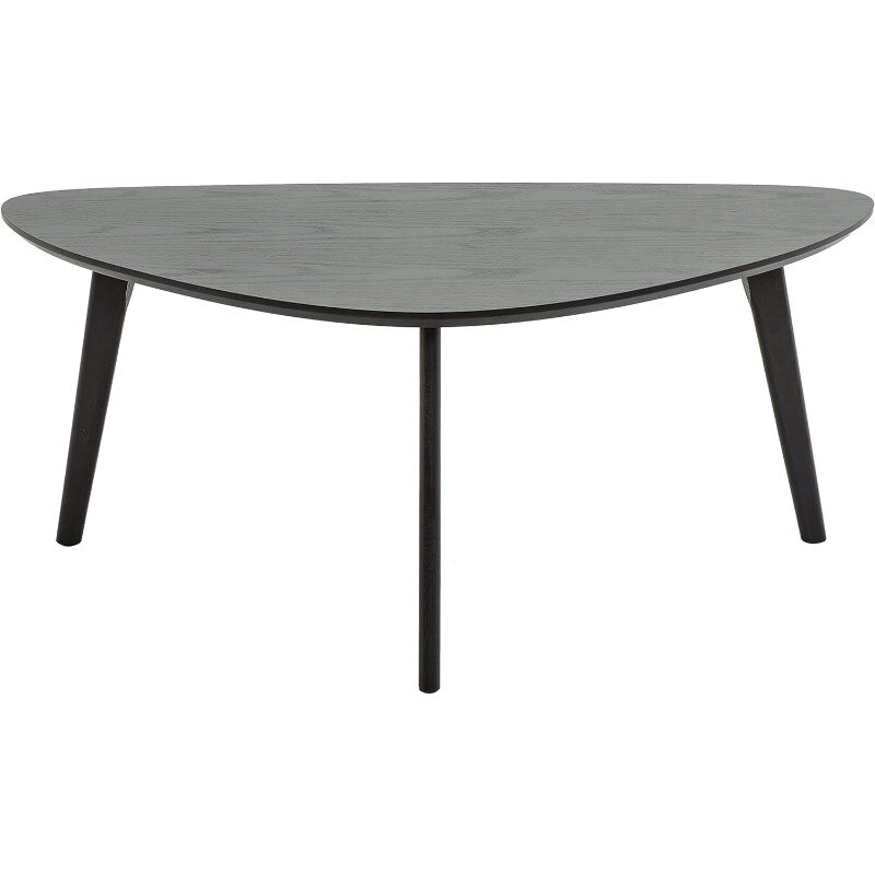 Meados do século mesa de centro oval, estilo minimalista retro, chique, textura de madeira natural, para sala de estar